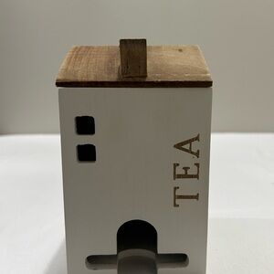 Wooden Tea Bag Dispenser in White and Natural Wood